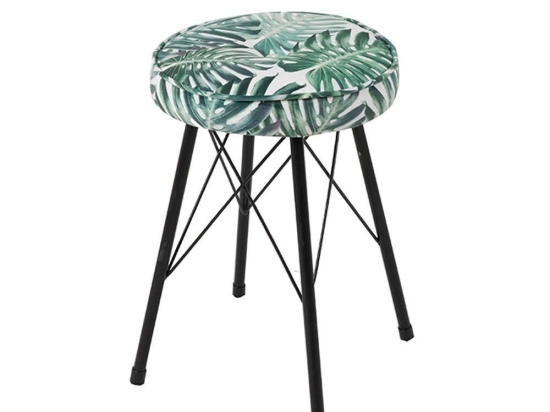 Σκαμπό Sticks D30xH45cm Green-Black 16-0458 Σετ 4τμχ Βελούδο, Μέταλλο