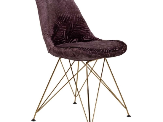Καρέκλα Glam 03-0770 54x48x83cm Gold-Purple Μέταλλο,Ύφασμα