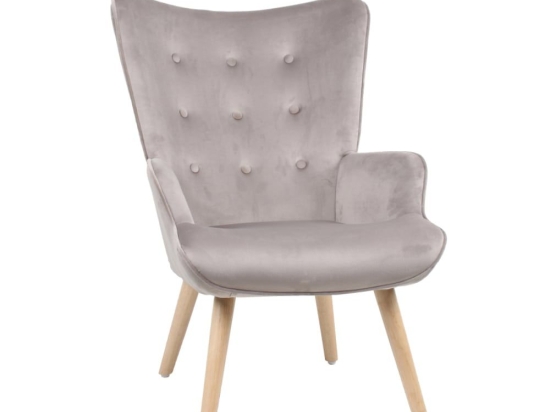 Πολυθρόνα Amica 01-2610 69x75xH96cm Beige Βελούδο, Ξύλο