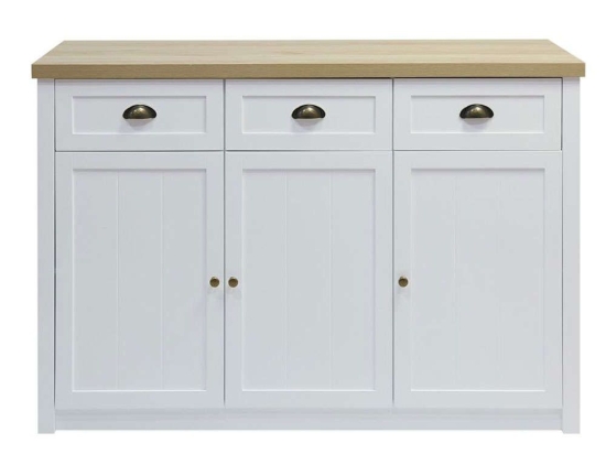 Μπουφές Cottage 05-0616 130x40x87cm White-Natural Μελαμίνη
