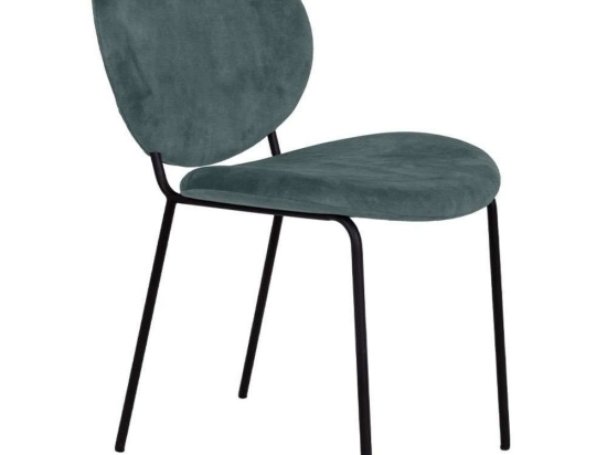 Καρέκλα Beetle 03-0909 60,5x54x84,5cm Water Green-Black Βελούδο, Μέταλλο