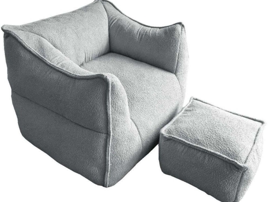 Πολυθρόνα Sponge Με Υποπόδιο (Σετ 2Τμχ) 01-3394 95x102x73cm Silver Grey