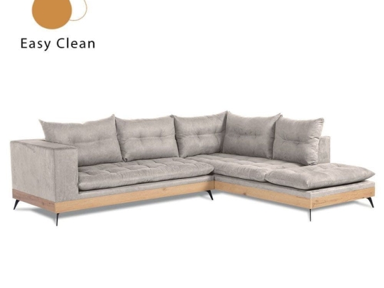 Καναπές Γωνιακός Legno Polo1321 Με Δεξιά Γωνία 290x240x80 Light Grey