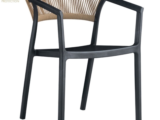 Πολυθρόνα Στοιβαζόμενη Concord 27-0232 55.5x53.5x76cm Latte-Black