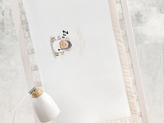 Κουβέρτα Βρεφική Πικέ Aldo White - Beige Saint Clair Κούνιας 110x160cm 100% Βαμβάκι