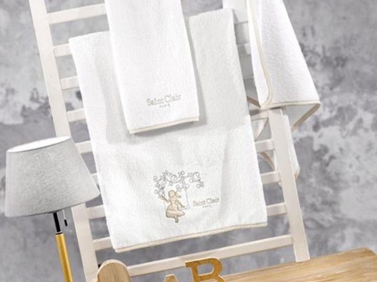 Βρεφικές Πετσέτες Σετ 2τμχ Tina White - Beige Saint Clair Σετ Πετσέτες 100% Βαμβάκι
