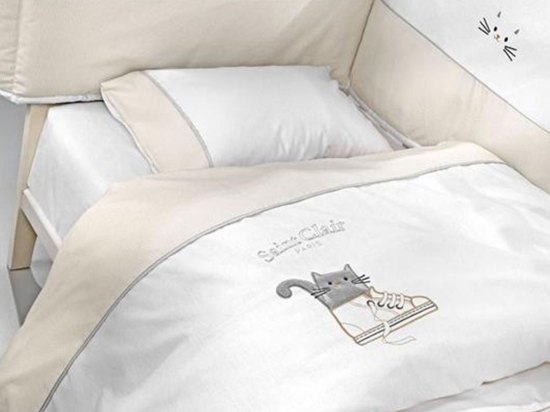 Βρεφικά Σεντόνια Σετ 2τμχ Max White - Beige Saint Clair Κούνιας 110x170cm Χωρίς Λάστιχο 100% Βαμβάκι