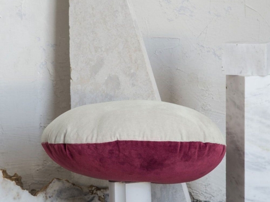 Μαξιλάρι Διακοσμητικό (Με Γέμιση) - Velvety Red/Light Grey Nima 45X45 45x45cm Βαμβάκι-Βελούρ