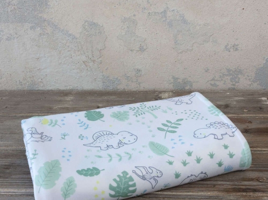 Κουβέρτα Βρεφική Βελουτέ 4 Εποχών Baby T-Rex White-Green Nima Κούνιας 110x140cm Πολυέστερ