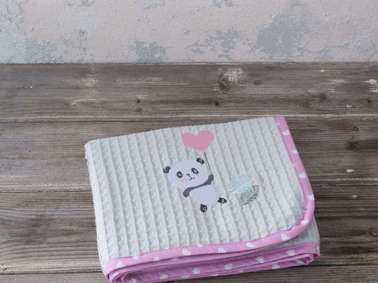 Κουβέρτα Βρεφική Πικέ Lola Panda Pink Nima Κούνιας 110x140cm 100% Βαμβάκι