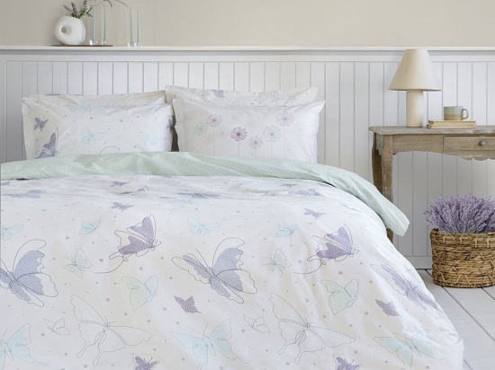 Κουβερλί Butterflies White-Lila Nima Μονό 160x240cm 100% Βαμβάκι