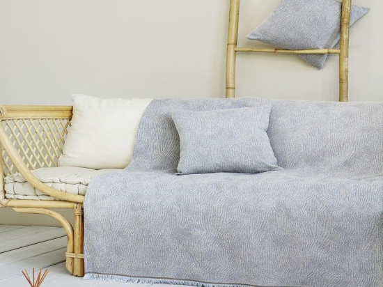 Ριχτάρι Waves Mint Denim Nima Τριθέσιο 180x300cm Βαμβάκι-Πολυέστερ