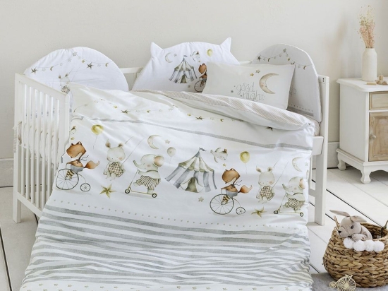 Παπλωματοθήκη Βρεφική Baby Circus (Σετ 2τμχ) White-Multi Nima 110x145cm 100% Βαμβάκι