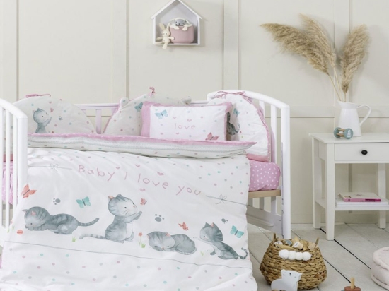 Σεντόνια Βρεφικά Baby Love Με Λάστιχο (Σετ 3τμχ) Pink Nima Κούνιας 70x155cm 100% Βαμβάκι