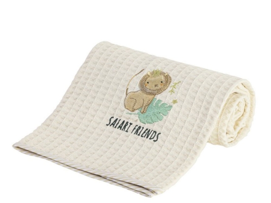 Κουβέρτα Βρεφική Πικέ Safari Friends White-Green Nima Λίκνου 80x110cm 100% Βαμβάκι