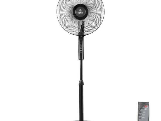 Ανεμιστήρας Δαπέδου Με Σταντ Abel 06-21528 116-130x40cm 60w Με Led Οθόνη Αφής Και Τηλεχειριστήριο Black Estia