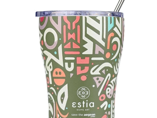 Ποτήρι - Θερμός Με Καλαμάκι Save The Aegean Geovivid 01-22938 350ml Multi Estia