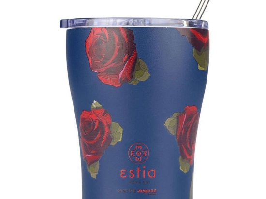 Ποτήρι - Θερμός Με Καλαμάκι Save The Aegean Electric Roses 01-22969 350ml Multi Estia