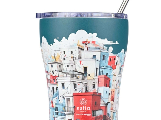 Ποτήρι - Θερμός Με Καλαμάκι Save The Aegean Urban Mythos 01-23096 350ml Multi Estia