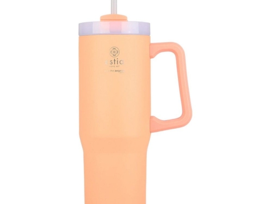 Θερμός Straw Tumbler XL Save The Aegean 01-28626 900ml Peach Fuzz Estia