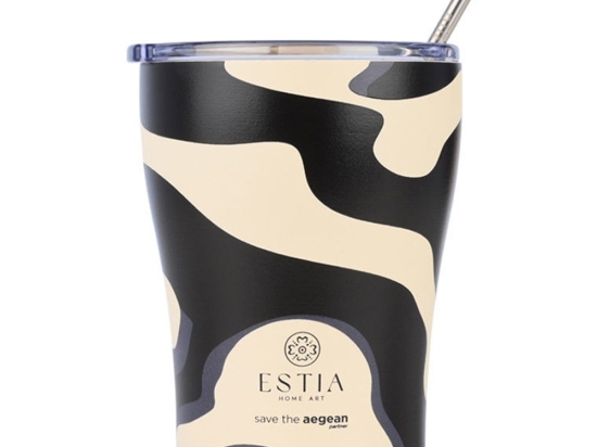 Ποτήρι - Θερμός Με Καλαμάκι Bold Drift Save The Aegean 01-31794 350ml Beige-Black Estia