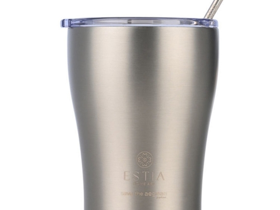Ποτήρι - Θερμός Με Καλαμάκι Steel Flow Save The Aegean 01-31855 350ml Silver Estia