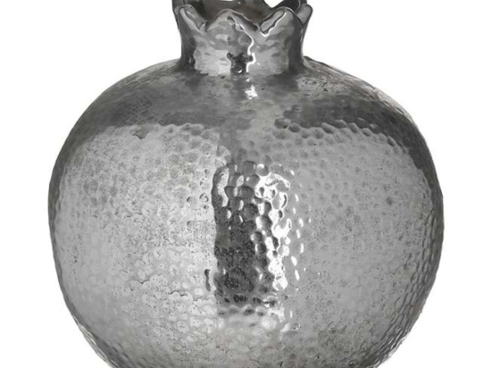 Διακοσμητικό Ρόδι 3-70-507-0350 Φ18x18cm Silver Inart Πηλός