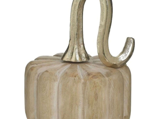 Διακοσμητική Κολοκύθα 3-70-985-0076 Φ12x18cm Natural-Gold Inart Ξύλο,Αλουμίνιο
