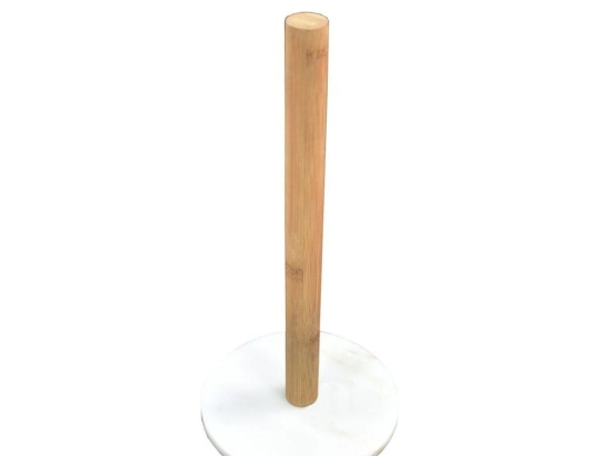 Βάση Για Ρολό Κουζίνας Ibiza 016312 White Natural 15x15xH32cm Μάρμαρο, Ξύλο
