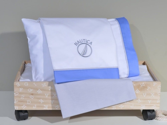 Σεντόνια Βρεφικά 49-9704/918 (Σετ 3τμχ) Blue Nautica Λίκνου 75x110cm 100% Βαμβάκι