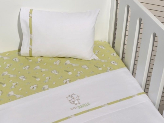 Σεντόνια Βρεφικά Des.180 (Σετ 3τμχ) White-Olive Baby Oliver Κούνιας 110x160cm 100% Βαμβάκι