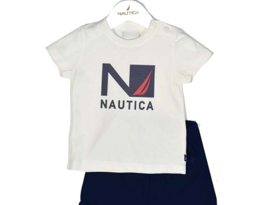Παιδικό Σετ Μπλουζάκι Με Σορτς Jersey 49-2021 Ecru-Navy Nautica Νο98 100% Βαμβάκι