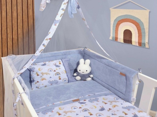 Πάντα Κούνιας Διπλής Όψης Des. 411 Light Blue Baby Oliver 34x210cm Βαμβάκι-Πολυέστερ
