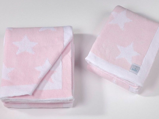 Κουβέρτα Βρεφική Star 254 Pink-White Down Town Αγκαλιάς 75x105cm 100% Βαμβάκι