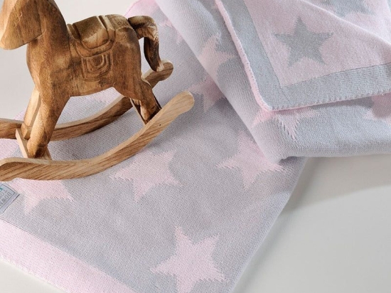 Κουβέρτα Βρεφική Star 254 Grey-Pink Down Town Αγκαλιάς 75x105cm 100% Βαμβάκι