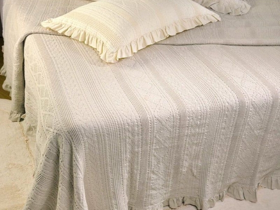 Κουβέρτα Με Βολάν ΣΧ.454 Beige Down Town Υπέρδιπλo 230x260cm 100% Βαμβάκι