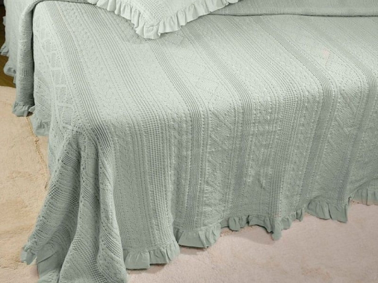 Κουβέρτα Με Βολάν ΣΧ.454 Aqua Down Town Μονό 170x240cm 100% Βαμβάκι