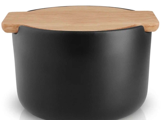 Δοχείο Αλατιού Nordic Kitchen 502784 Φ10x7,7cm Natural-Black Eva Solo Πηλός,Ξύλο