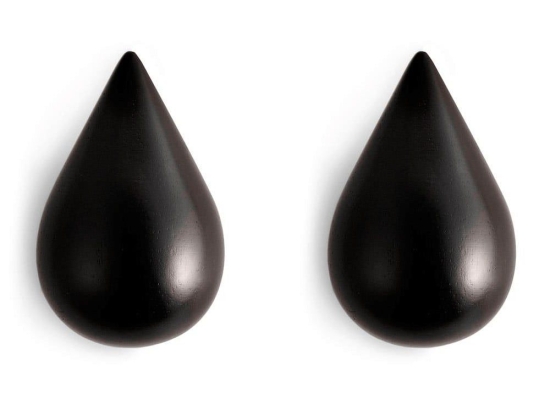 Κρεμάστρα Drop It (Σετ 2Τμχ) 331505 9,3x6x8,7cm Black Normann Copenhagen Ξύλο