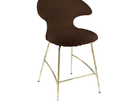 Σκαμπό Time Flies 590-19C5913-1 51x56x102cm Teddy Brown-BrassLegs Umage