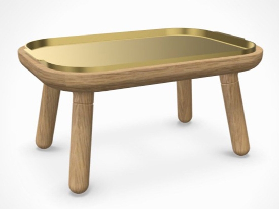 Τραπεζάκι Χαμηλό Paff 5610C5610-1C5619 50x35x27cm Oak Plated Brass Umage