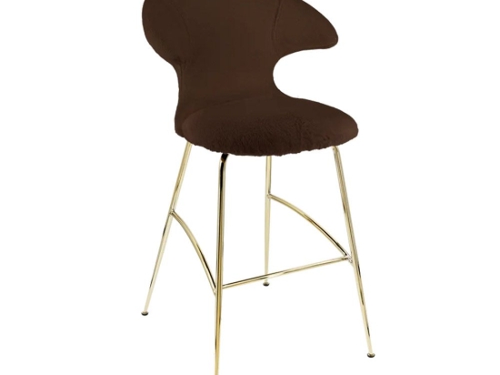 Σκαμπό Μπάρ Time Flies Teddy 590-19C5912-1 51x56x112cm Brown-Brass Umage