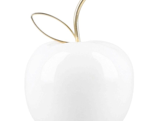 Διακοσμητικό Μήλο Keo 200055 9x12cm White-Gold Κεραμικό