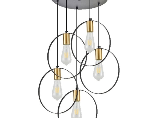 Φωτιστικό Οροφής Hoop 77-8204 5xE27 60W Brass-Black Homelighting Μέταλλο