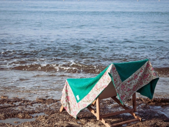 Πετσέτα Θαλάσσης Pia Light Green White Fabric Θαλάσσης 80x160cm 100% Βαμβάκι