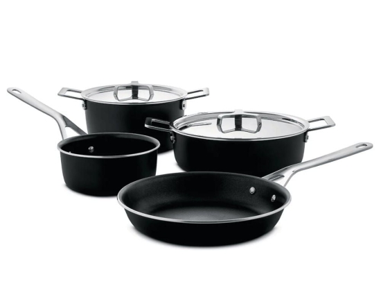 Μαγειρικά Σκεύη Pots & Pans (Σετ 6Τμχ) AJM100S6 A Inox-Black Alessi Ανοξείδωτο Ατσάλι