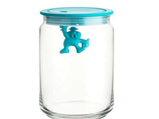 Βάζο Αποθήκευσης Gianni a little man holding on tight AMDR05 AZ 900ml Blue Alessi Γυαλί