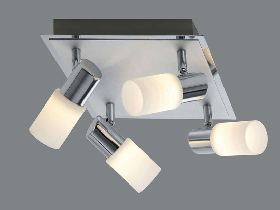 Φωτιστικό Οροφής-Σποτ Led Clapton 4x430Lm 31x18x22cm Chrome-White Brushed 821430405 Trio Lighting Μέταλλο,Γυαλί