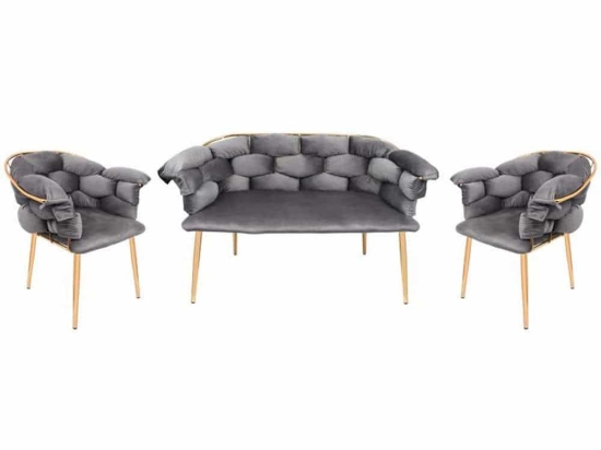 Σαλόνι Baloon (Σετ 3Τμχ) 825-123-001 Grey-Gold
