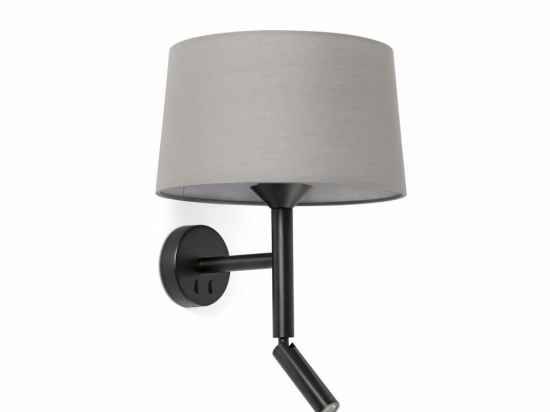 Φωτιστικό Τοίχου Windsor 20223-129 Με Reader 1xE27 29x26,5x39,2cm Black-Grey Faro Barcelona